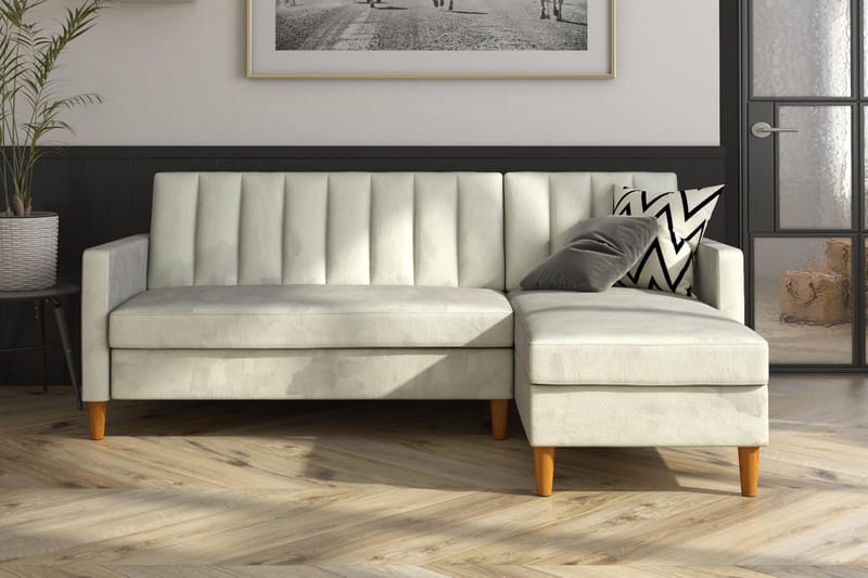 Celine 3-sits Divansovesofa Fløyel/Lysegrå - Dorel Home - Møbler - Sofaer - Fløyelssofaer