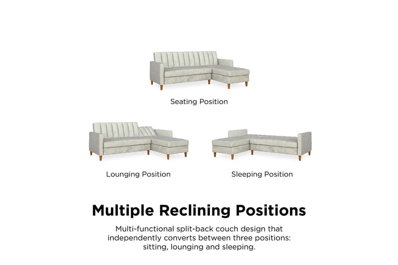 Celine 3-sits Divansovesofa Fløyel/Lysegrå - Dorel Home - Møbler - Sofaer - Fløyelssofaer