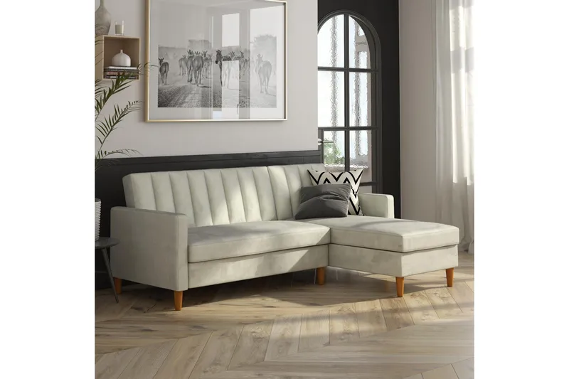 Celine 3-sits Divansovesofa Fløyel/Lysegrå - Dorel Home - Møbler - Sofaer - Fløyelssofaer