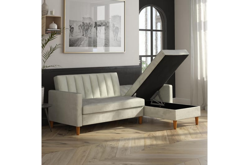 Celine 3-sits Divansovesofa Fløyel/Lysegrå - Dorel Home - Møbler - Sofaer - Fløyelssofaer