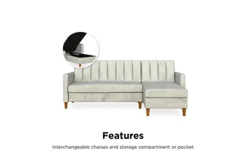 Celine 3-sits Divansovesofa Fløyel/Lysegrå - Dorel Home - Møbler - Sofaer - Fløyelssofaer