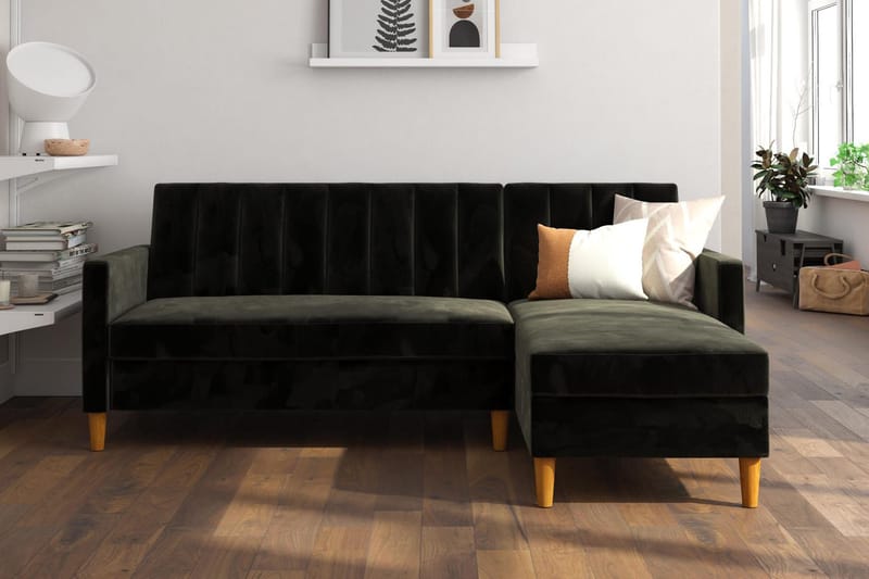 Celine 3-sits Divansovesofa Fløyel/Svart - Dorel Home - Møbler - Sofaer - Fløyelssofaer