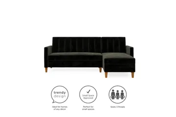 Celine 3-sits Divansovesofa Fløyel/Svart - Dorel Home - Møbler - Sofaer - Fløyelssofaer