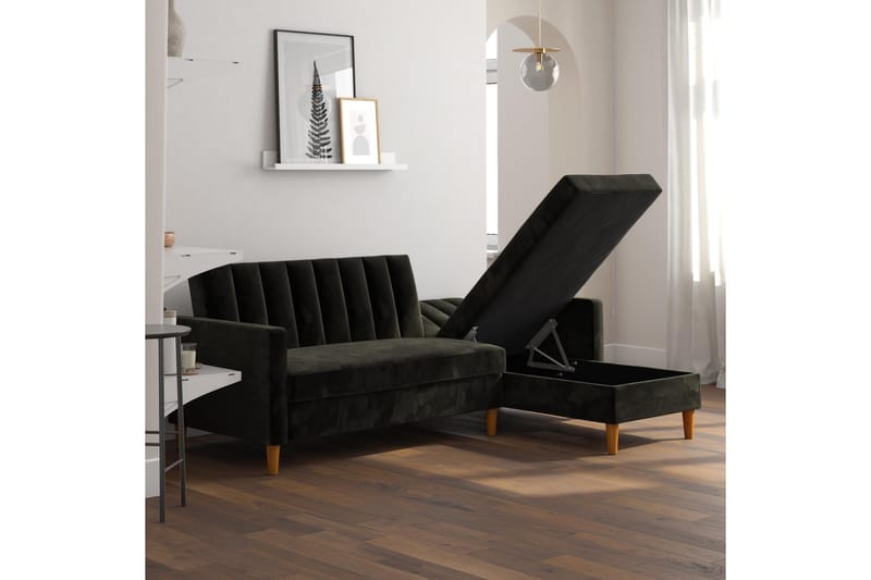 Celine 3-sits Divansovesofa Fløyel/Svart - Dorel Home - Møbler - Sofaer - Fløyelssofaer