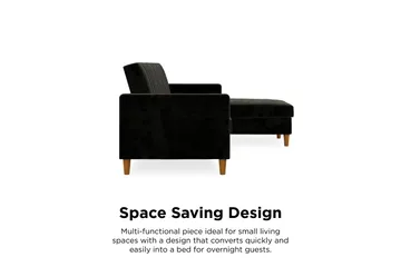 Celine 3-sits Divansovesofa Fløyel/Svart - Dorel Home - Møbler - Sofaer - Fløyelssofaer