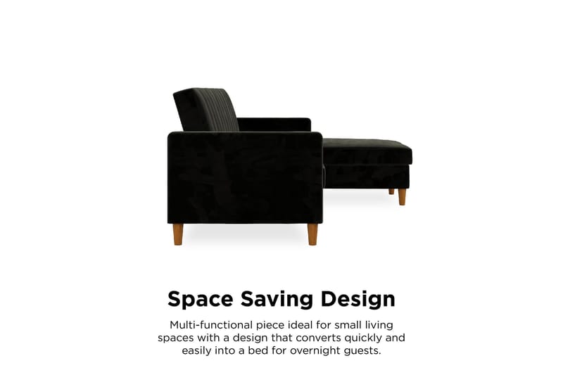 Celine 3-sits Divansovesofa Fløyel/Svart - Dorel Home - Møbler - Sofaer - Fløyelssofaer