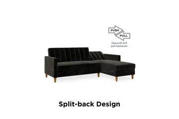 Celine 3-sits Divansovesofa Fløyel/Svart - Dorel Home - Møbler - Sofaer - Fløyelssofaer