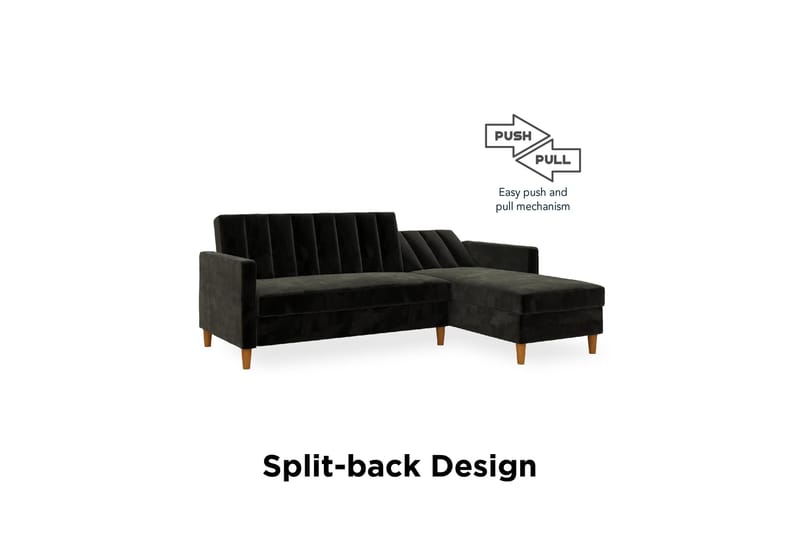 Celine 3-sits Divansovesofa Fløyel/Svart - Dorel Home - Møbler - Sofaer - Fløyelssofaer