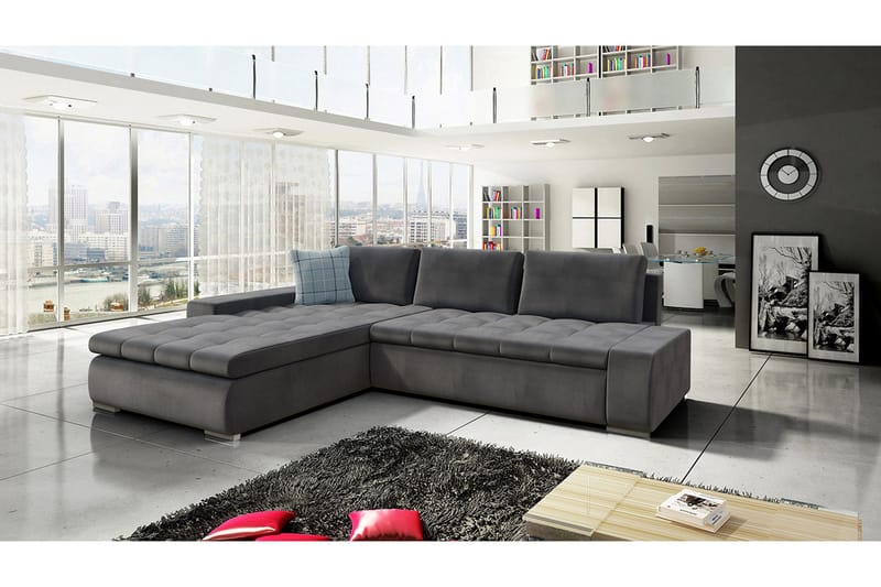 Cerys Hjørnesofa - Grå - Møbler - Sofaer - Sovesofaer - Sovesofa divan