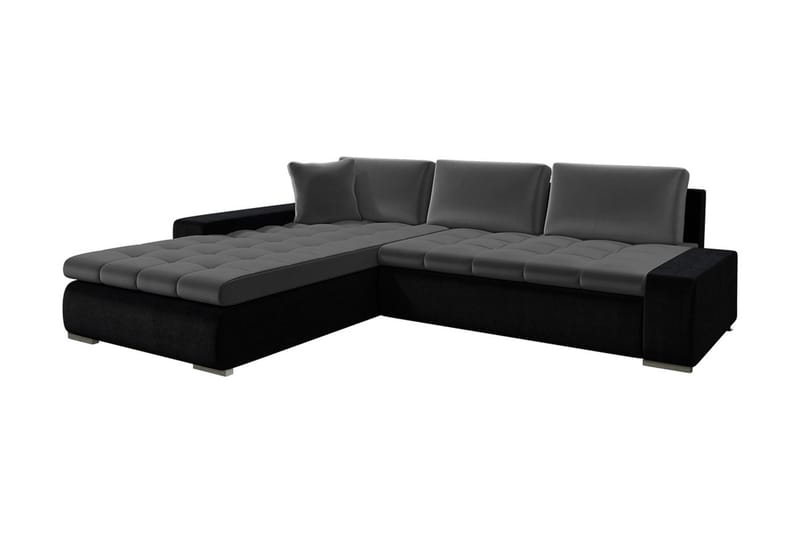 Cerys Hjørnesovesofa Universal 140x252 cm med Oppbevaring i Fløyel - Grå - Møbler - Sofaer - Fløyelssofaer