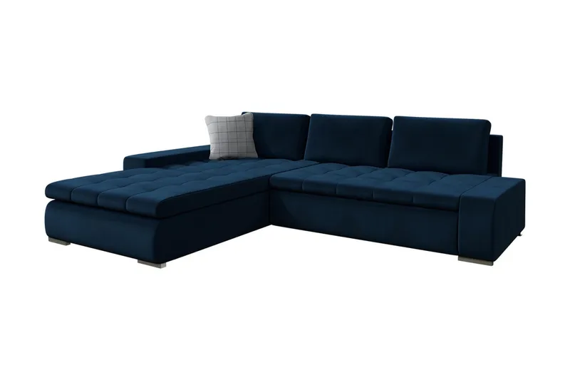 Cerys Hjørnesovesofa Universal 140x252 cm med Oppbevaring i Stoff, Blå