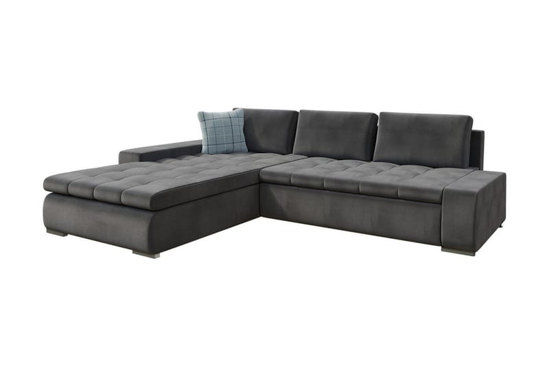 Cerys Hjørnesovesofa Universal 140x252 cm med Oppbevaring i Stoff, Grå