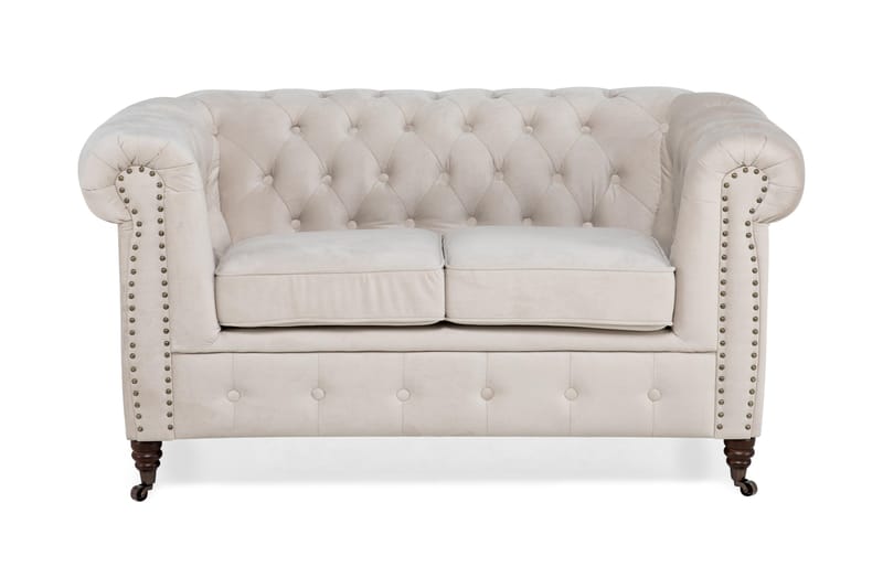 Fløyelssofa Chester Deluxe 2-seter - Beige - Howard-sofaer - Fløyelssofaer - Chesterfield sofaer - 2 seter sofa