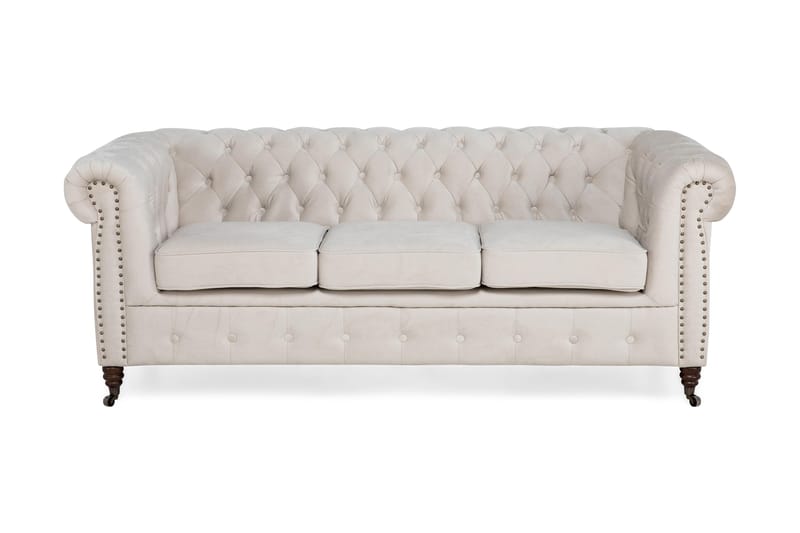 Fløyelssofa Chester Deluxe 3-seter - Beige - 3 seter sofa - Howard-sofaer - Fløyelssofaer - Chesterfield sofaer