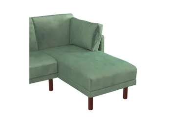 Clair 3-seters Sovesofa med Sjeselong Justerbar Fløyel/Grønn - Dorel Home - Møbler - Sofaer - Fløyelssofaer