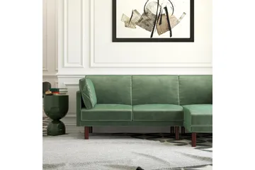 Clair 3-seters Sovesofa med Sjeselong Justerbar Fløyel/Grønn - Dorel Home - Møbler - Sofaer - Fløyelssofaer