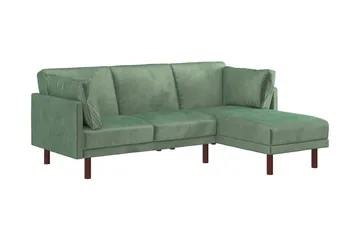 Clair 3-seters Sovesofa med Sjeselong Justerbar Fløyel/Grønn - Dorel Home - Møbler - Sofaer - Fløyelssofaer
