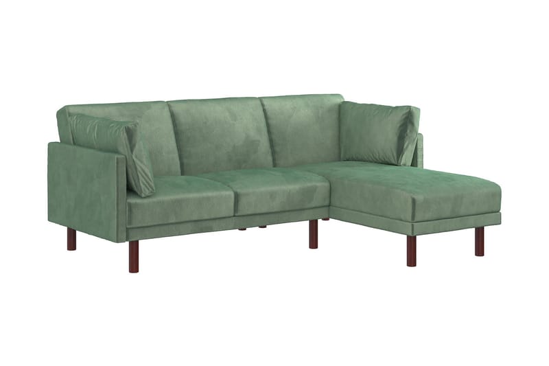 Clair 3-seters Sovesofa med Sjeselong Justerbar Fløyel/Grønn - Dorel Home - Møbler - Sofaer - Fløyelssofaer