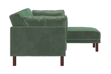 Clair 3-seters Sovesofa med Sjeselong Justerbar Fløyel/Grønn - Dorel Home - Møbler - Sofaer - Fløyelssofaer