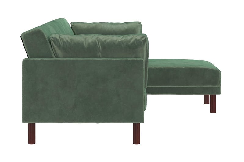 Clair 3-seters Sovesofa med Sjeselong Justerbar Fløyel/Grønn - Dorel Home - Møbler - Sofaer - Fløyelssofaer