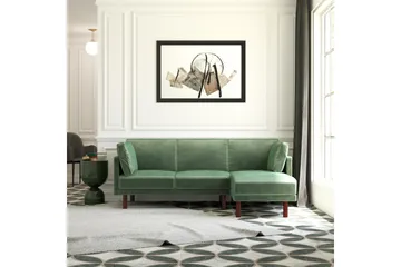 Clair 3-seters Sovesofa med Sjeselong Justerbar Fløyel/Grønn - Dorel Home - Møbler - Sofaer - Fløyelssofaer