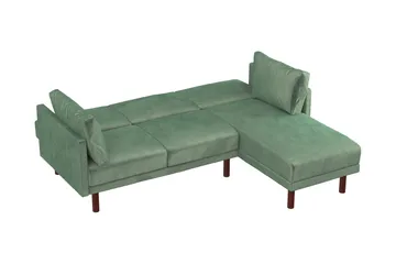 Clair 3-seters Sovesofa med Sjeselong Justerbar Fløyel/Grønn - Dorel Home - Møbler - Sofaer - Fløyelssofaer