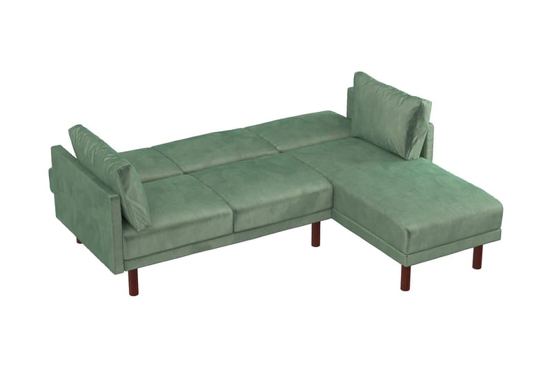 Clair 3-seters Sovesofa med Sjeselong Justerbar Fløyel/Grønn - Dorel Home - Møbler - Sofaer - Fløyelssofaer