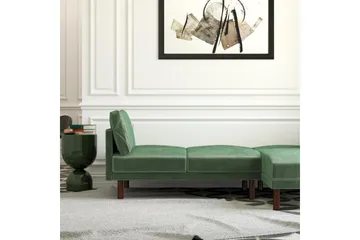 Clair 3-seters Sovesofa med Sjeselong Justerbar Fløyel/Grønn - Dorel Home - Møbler - Sofaer - Fløyelssofaer