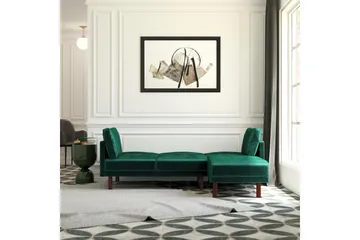 Clair 3-seters Sovesofa med Sjeselong Justerbar Fløyel/Grønn - Dorel Home - Møbler - Sofaer - Fløyelssofaer