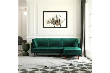 Clair 3-seters Sovesofa med Sjeselong Justerbar Fløyel/Grønn - Dorel Home - Møbler - Sofaer - Fløyelssofaer