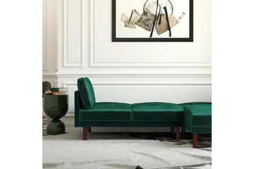 Clair 3-seters Sovesofa med Sjeselong Justerbar Fløyel/Grønn - Dorel Home - Møbler - Sofaer - Fløyelssofaer