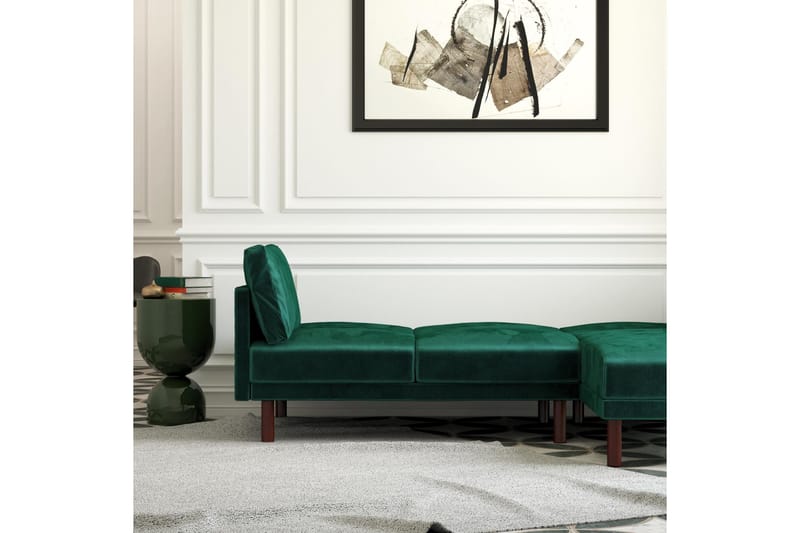 Clair 3-seters Sovesofa med Sjeselong Justerbar Fløyel/Grønn - Dorel Home - Møbler - Sofaer - Fløyelssofaer