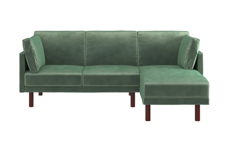 Clair 3-seters Sovesofa med Sjeselong Justerbar Fløyel/Grønn, Dorel Home