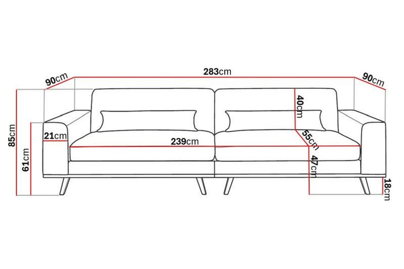 Copenhagen 4-seters Fløyelssofa - Beige - Møbler - Sofaer - Fløyelssofaer