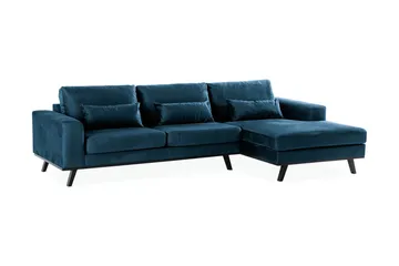Copenhagen 4-seters Høyrevendt L-formet Divansofa i Fløyel - Blå - Møbler - Sofaer - Fløyelssofaer