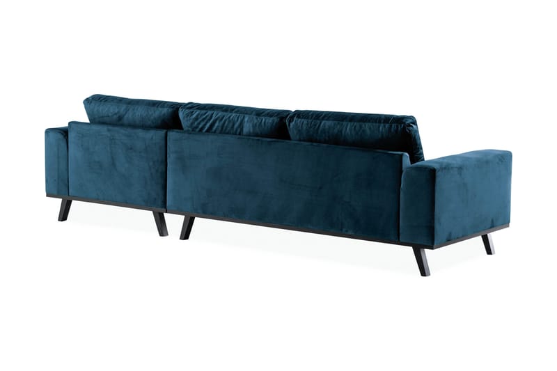 Copenhagen 4-seters Høyrevendt L-formet Divansofa i Fløyel - Blå - Møbler - Sofaer - Fløyelssofaer