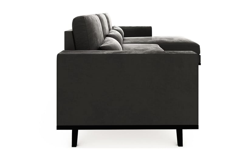 Copenhagen 4-seters Høyrevendt L-formet Divansofa i Fløyel - Mørk grå - Møbler - Sofaer - Fløyelssofaer