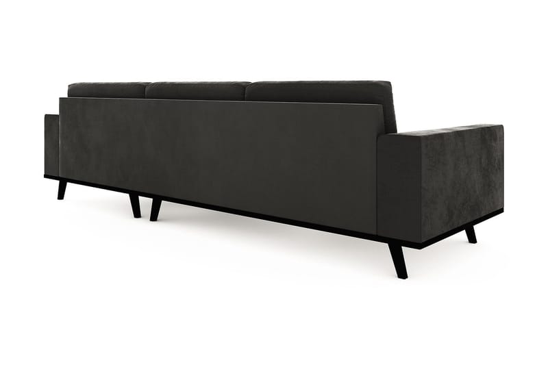 Copenhagen 4-seters Høyrevendt L-formet Divansofa i Fløyel - Mørk grå - Møbler - Sofaer - Fløyelssofaer