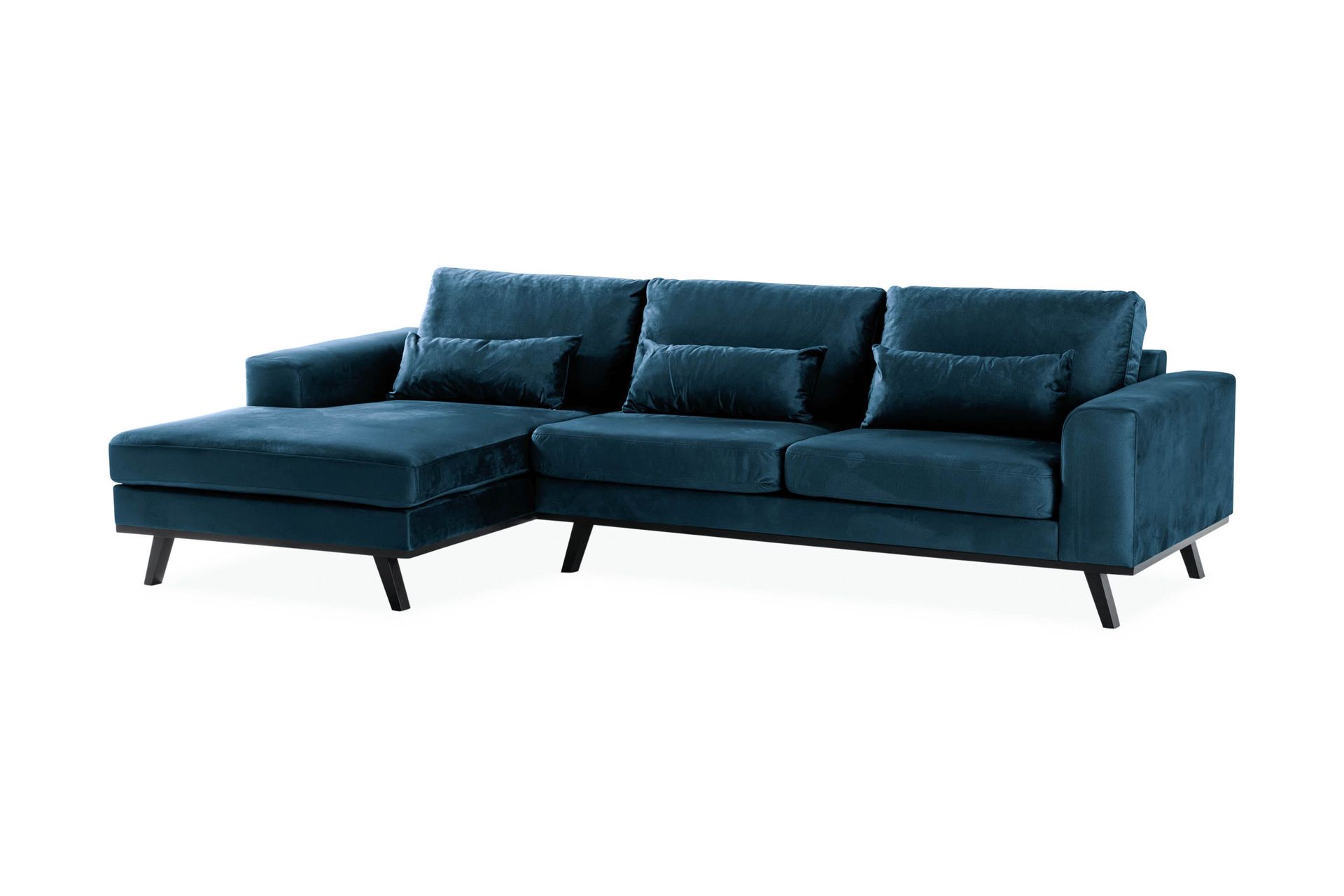 Copenhagen 4-seters Venstrevendt L-formet Divansofa i Fløyel - Blå - Møbler - Sofaer - Fløyelssofaer