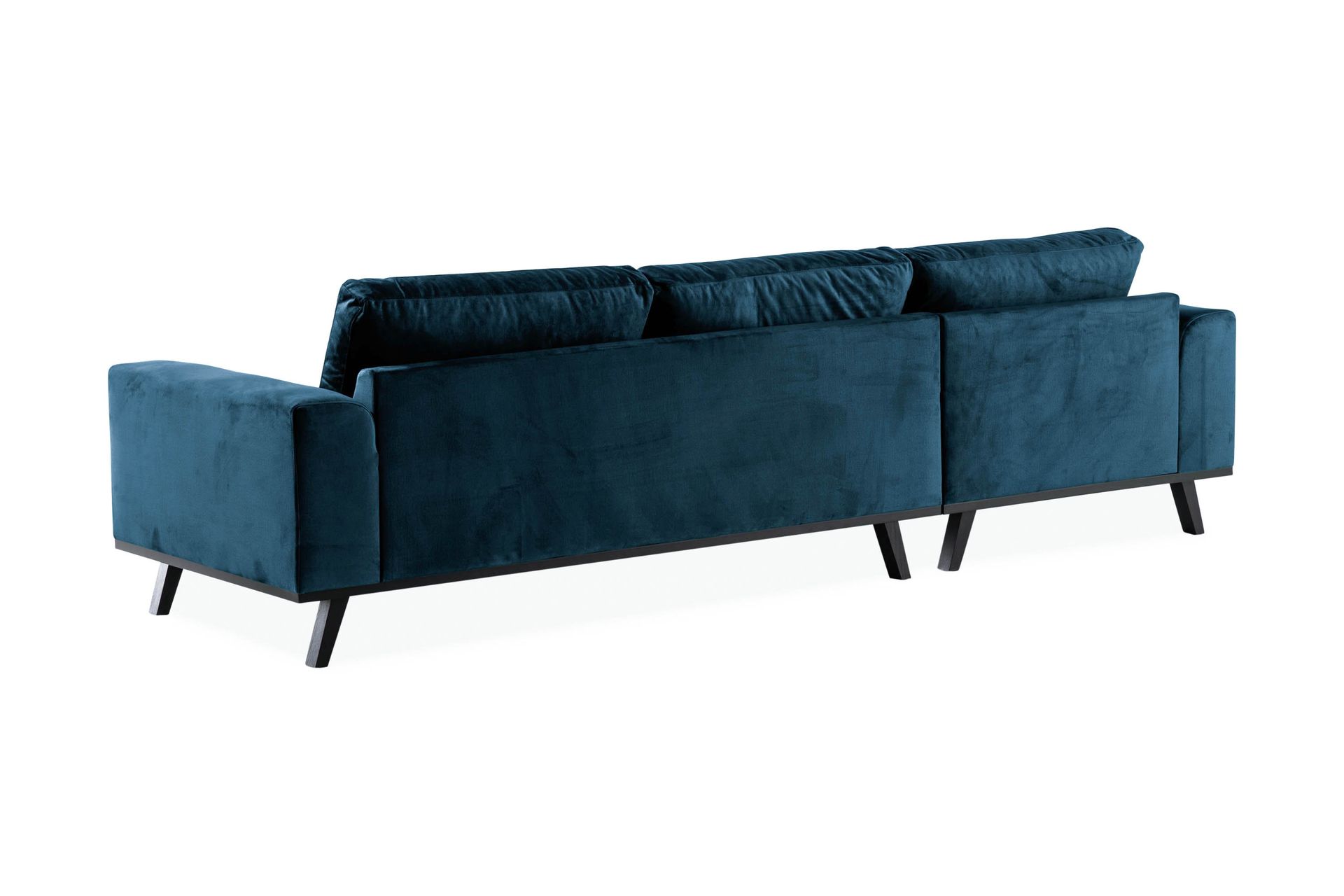 Copenhagen 4-seters Venstrevendt L-formet Divansofa i Fløyel - Blå - Møbler - Sofaer - Fløyelssofaer