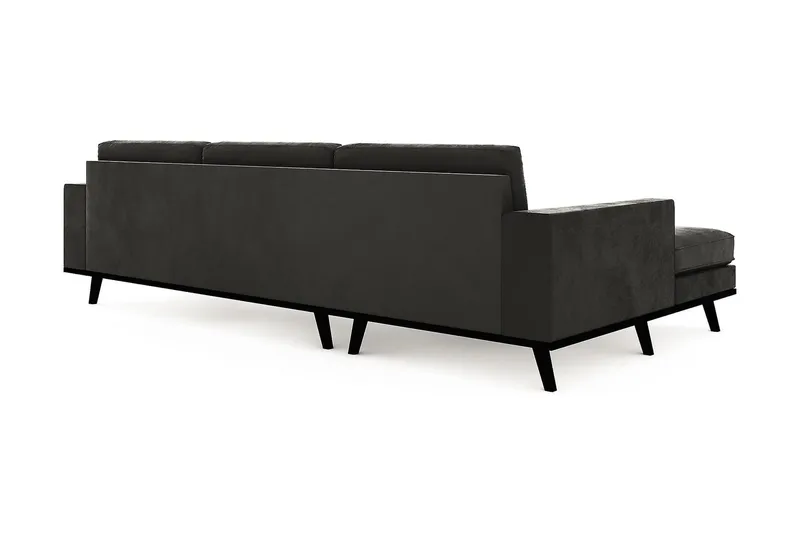 Copenhagen 4-seters Venstrevendt L-formet Divansofa i Fløyel - Mørk grå - Møbler - Sofaer - Fløyelssofaer