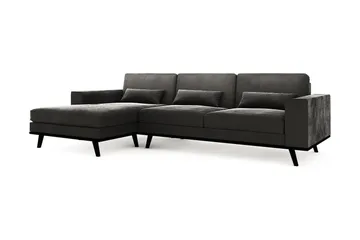 Copenhagen 4-seters Venstrevendt L-formet Divansofa i Fløyel - Mørk grå - Møbler - Sofaer - Fløyelssofaer