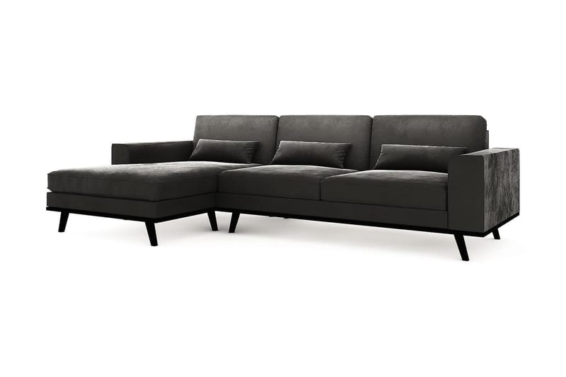 Copenhagen 4-seters Venstrevendt L-formet Divansofa i Fløyel - Mørk grå - Møbler - Sofaer - Fløyelssofaer