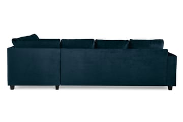 Crazy 4-seters Høyrevendt U-formet Large Sofa med Divan og Sjeselong i Fløyel - Blå - Møbler - Sofaer - Fløyelssofaer