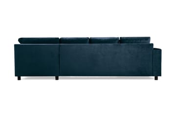Crazy 4-seters Høyrevendt U-formet Large Sofa med Divan og Sjeselong i Fløyel - Blå - Møbler - Sofaer - Fløyelssofaer