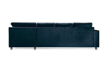 Crazy 4-seters Høyrevendt U-formet Large Sofa med Divan og Sjeselong i Fløyel - Blå - Møbler - Sofaer - Fløyelssofaer