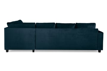 Crazy 4-seters Høyrevendt U-formet Large Sofa med Divan og Sjeselong i Fløyel - Blå - Møbler - Sofaer - Fløyelssofaer