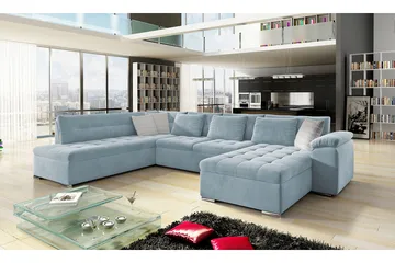 Dynir 4-seters Hjørnesovesofa - Blå - Møbler - Sofaer - Fløyelssofaer