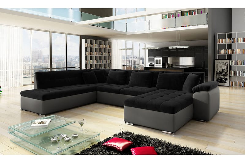 Dynir 4-seters Hjørnesovesofa - Svart|Grå - Møbler - Sofaer - Sovesofaer - Sovesofa divan