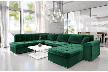 Dynir 6-seters Høyrevendt U-formet Sovesofa 125x290 cm med Oppbevaring i Fløyel - Grønn - Møbler - Sofaer - Fløyelssofaer